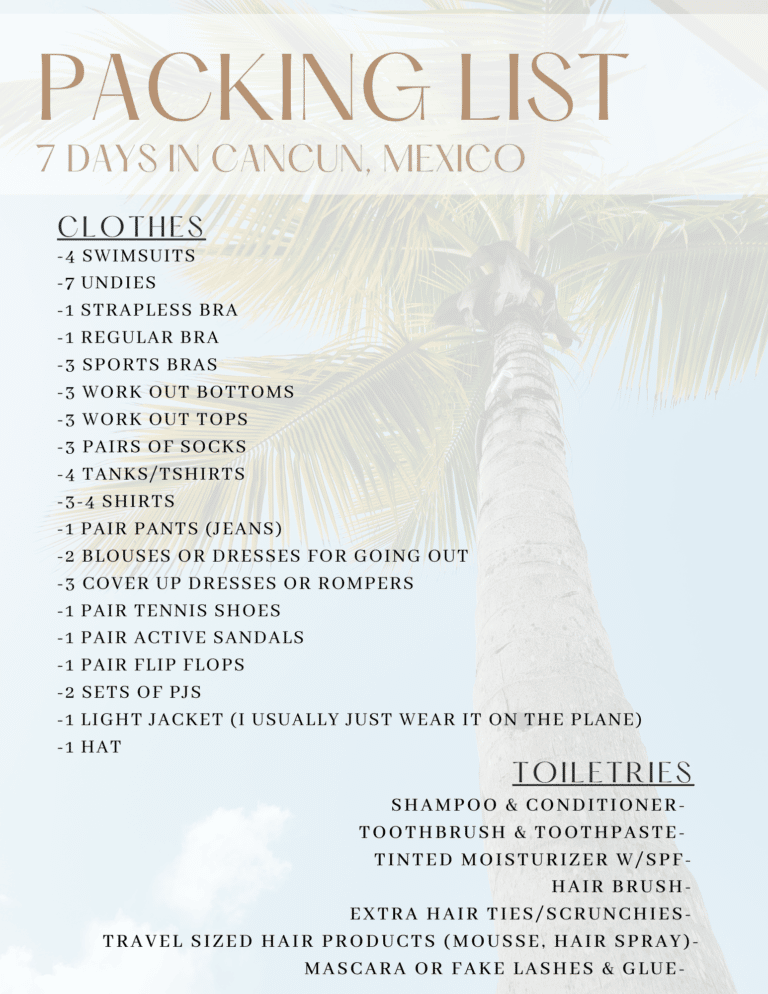 cancun packing checklist